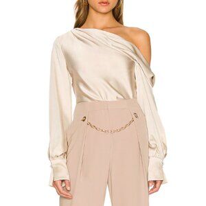 NWT Jonathan Simkhai Alice Satin Blouse Small S Champagne Gold Silk Style Top